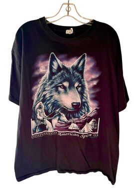 Vtg 90’s 3D Emblem Wolf Native American Spirit Graphic T Shirt Mens XL
